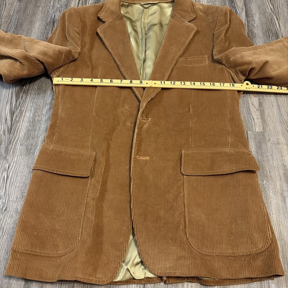 Mens Corduroy Blazer Tan Brown 2 Button Vintage Sport Coat Cotton Lined Medium
